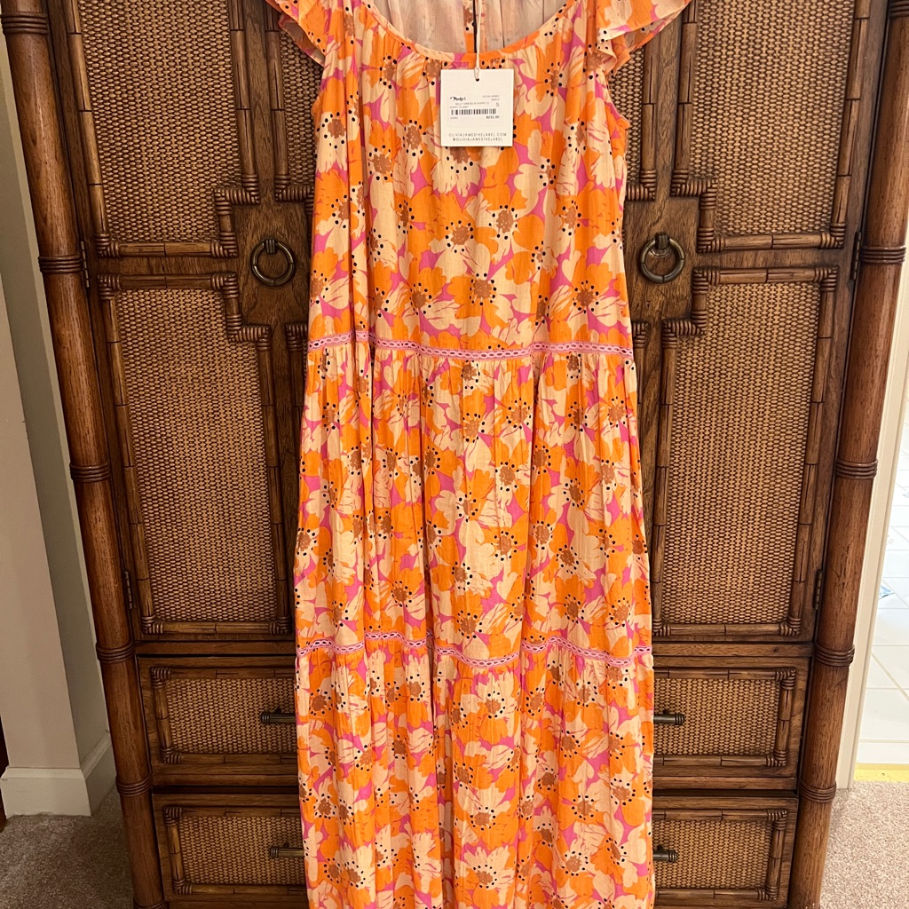 Olivia James Floral Orange And Pink Maxi Dress